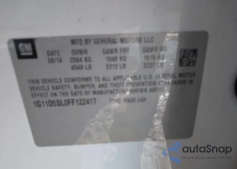 2015 Chevrolet Malibu 2Lt из США, поврежденный, VIN 1G11D5SL0FF122417